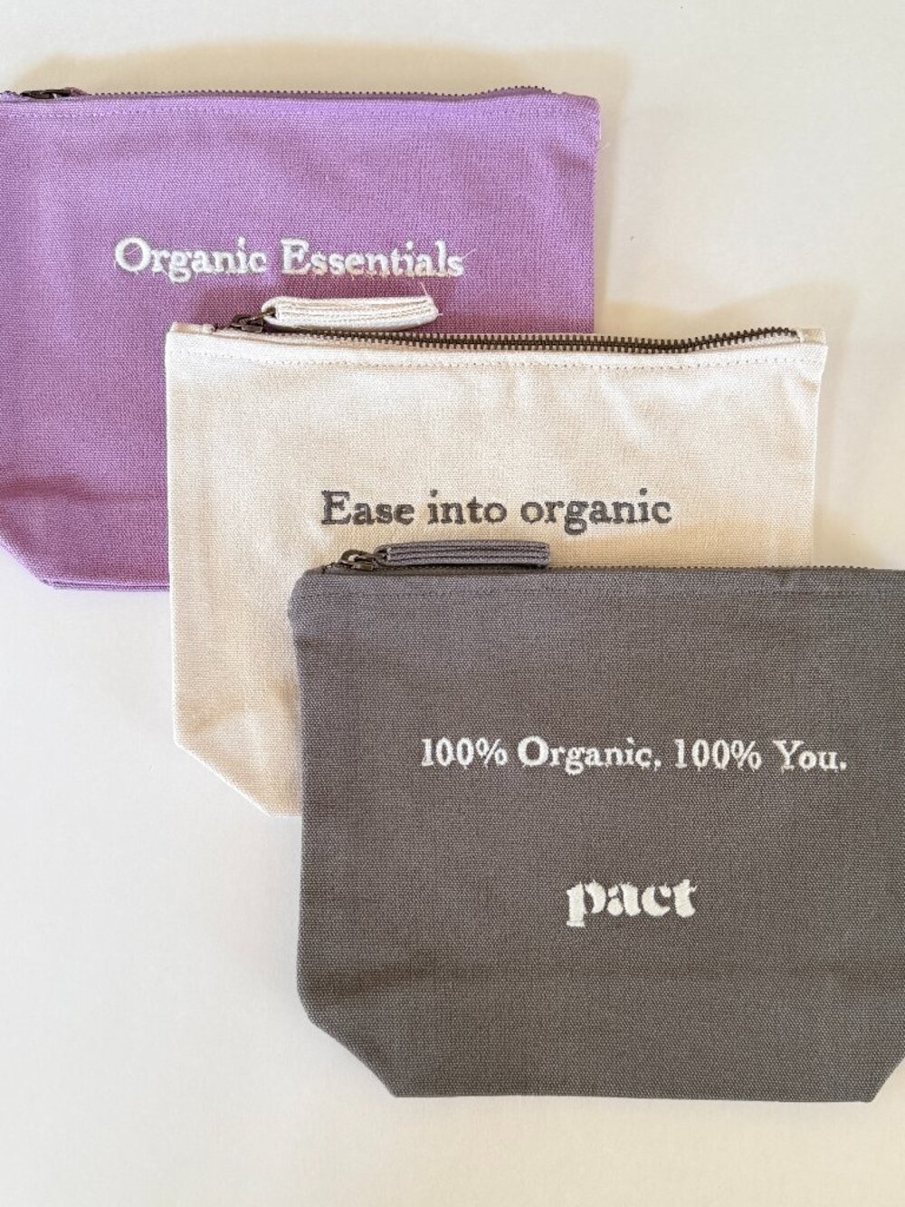PACT Organic Going Places Travel Pouch 3-Pack Canvas Bags NEW